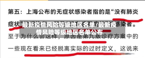 最新疫情风险等级地区名单/最新疫情风险等级地区名单公布