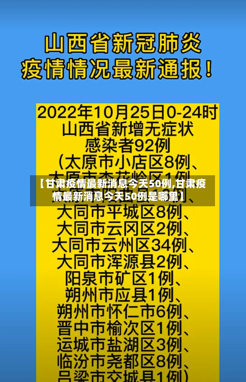 【甘肃疫情最新消息今天50例,甘肃疫情最新消息今天50例是哪里】