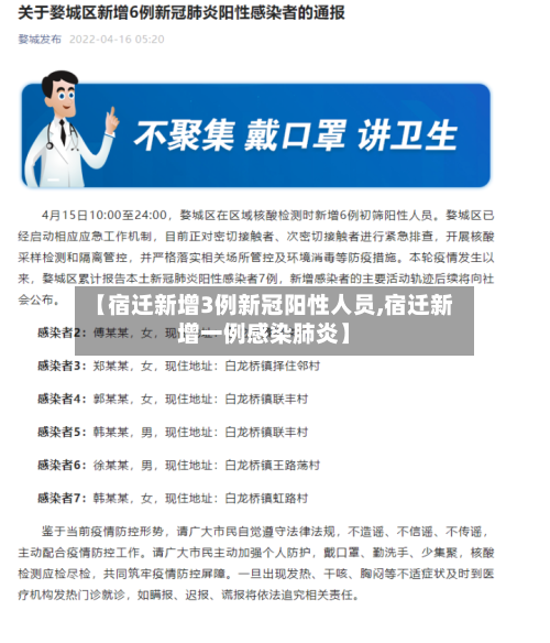 【宿迁新增3例新冠阳性人员,宿迁新增一例感染肺炎】