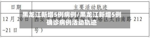 黑龙江新增5例病例/黑龙江新增5例确诊病例活动轨迹-第2张图片