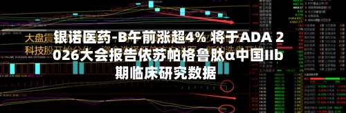 银诺医药-B午前涨超4% 将于ADA 2026大会报告依苏帕格鲁肽α中国IIb期临床研究数据-第2张图片
