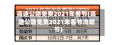 高速公路免费2021年春节(高速公路免费2021年春节清明节)