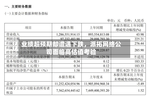 业绩超预期却遭遇下跌，派拓网络公司面临高估值考验