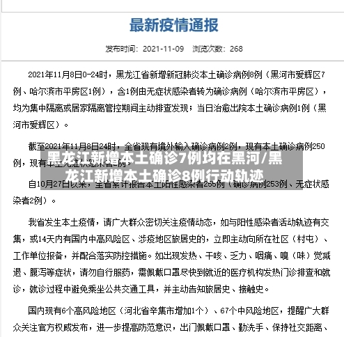 黑龙江新增本土确诊7例均在黑河/黑龙江新增本土确诊8例行动轨迹