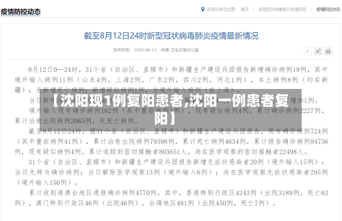 【沈阳现1例复阳患者,沈阳一例患者复阳】-第2张图片