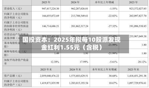 国投资本:2025年拟每10股派发现金红利1.55元(含税)-第3张图片