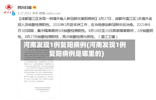 河南发现1例复阳病例(河南发现1例复阳病例是哪里的)