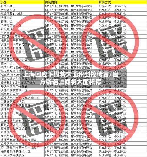 上海回应下周将大面积封控传言/官方辟谣上海将大面积停