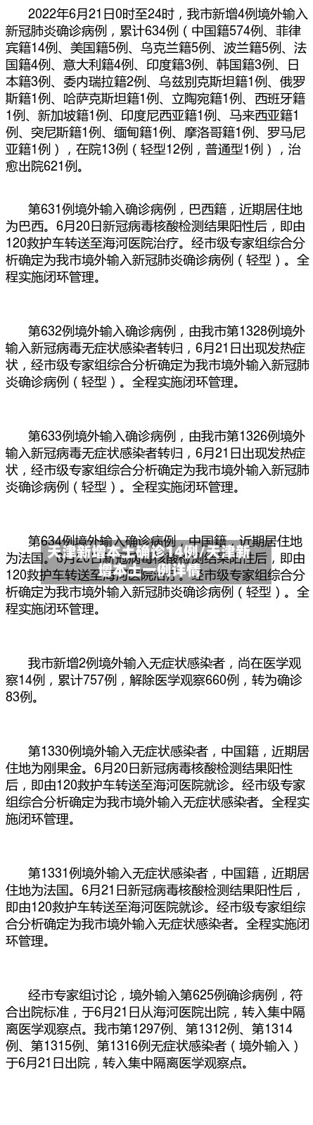 天津新增本土确诊14例/天津新增本土一例详情