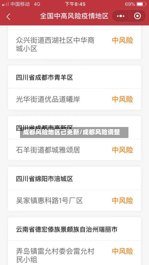成都风险地区已更新/成都风险调整