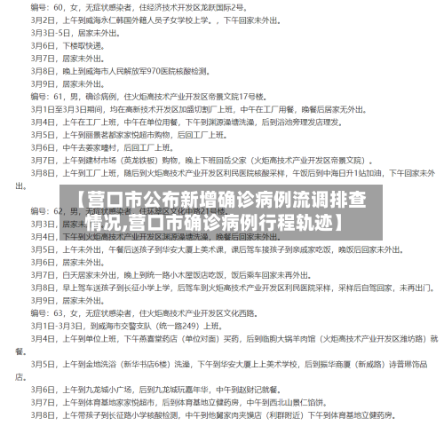 【营口市公布新增确诊病例流调排查情况,营口市确诊病例行程轨迹】