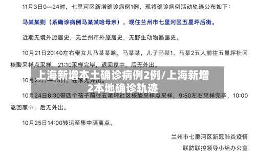 上海新增本土确诊病例2例/上海新增2本地确诊轨迹