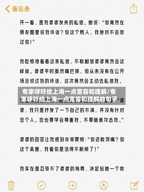 专家呼吁给上海一点宽容和理解/专家呼吁给上海一点宽容和理解的句子
