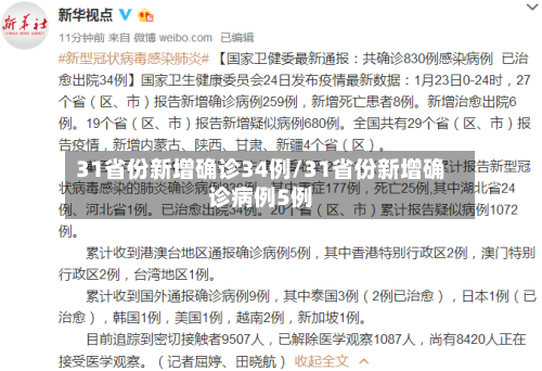 31省份新增确诊34例/31省份新增确诊病例5例