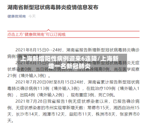 上海新增阳性病例迎来6连降/上海新增一名新冠肺炎-第2张图片