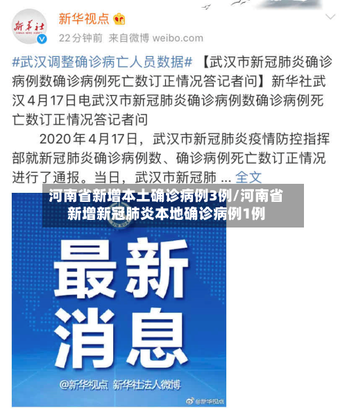河南省新增本土确诊病例3例/河南省新增新冠肺炎本地确诊病例1例