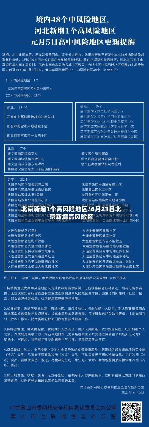 北京新增1个高风险地区/6月21日北京新增高风险区