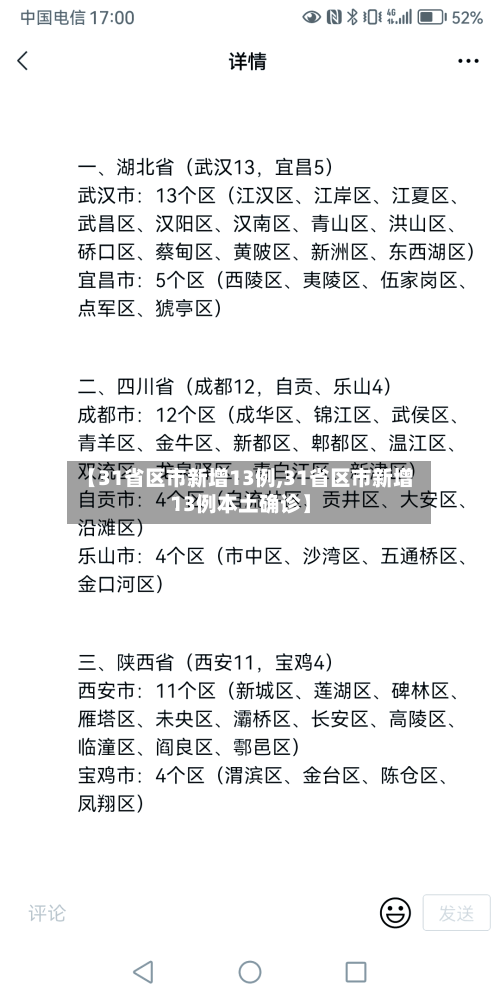 【31省区市新增13例,31省区市新增13例本土确诊】