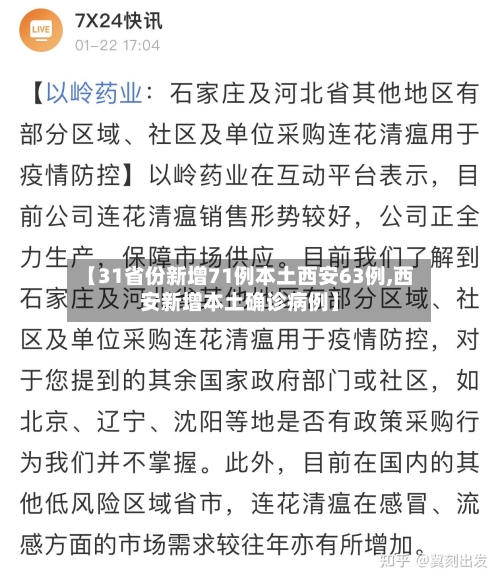 【31省份新增71例本土西安63例,西安新增本土确诊病例】