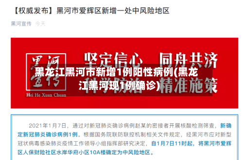 黑龙江黑河市新增1例阳性病例(黑龙江黑河现1例确诊)