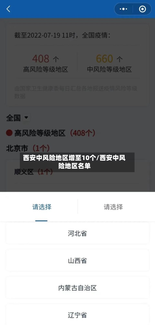 西安中风险地区增至10个/西安中风险地区名单