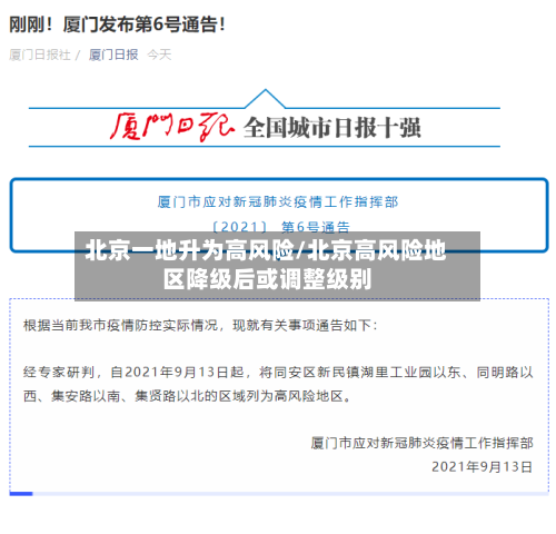 北京一地升为高风险/北京高风险地区降级后或调整级别-第2张图片