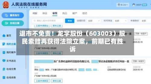 退市不免责！龙宇股份（603003）股民索赔再获得法院立案，前期已有胜诉-第3张图片