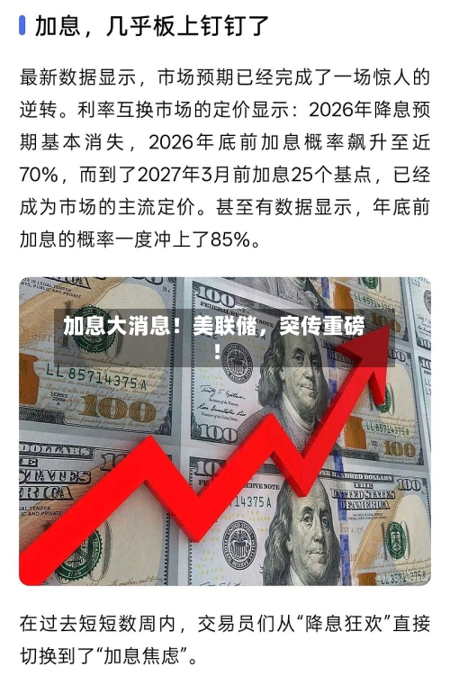 加息大消息！美联储	，突传重磅！-第2张图片