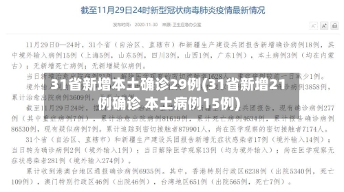 31省新增本土确诊29例(31省新增21例确诊 本土病例15例)-第3张图片