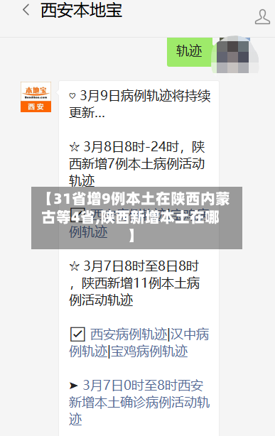 【31省增9例本土在陕西内蒙古等4省,陕西新增本土在哪】