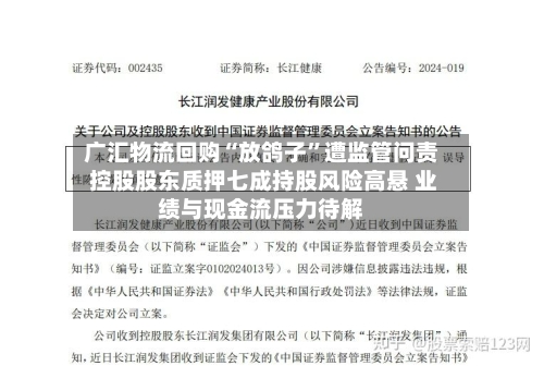 广汇物流回购“放鸽子”遭监管问责 控股股东质押七成持股风险高悬 业绩与现金流压力待解