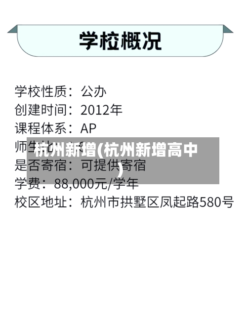 杭州新增(杭州新增高中)