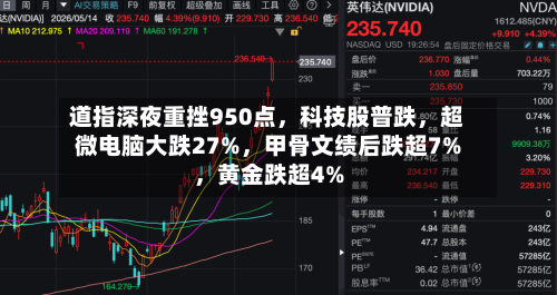 道指深夜重挫950点	，科技股普跌，超微电脑大跌27%，甲骨文绩后跌超7%	，黄金跌超4%-第3张图片