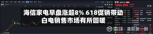 海信家电早盘涨超8% 618促销带动白电销售市场有所回暖