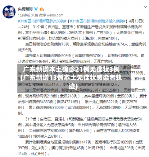 广东新增本土确诊21例无症状3例(广东新增13例本土无症状感染者轨迹)