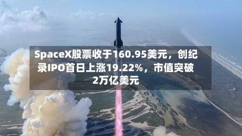 SpaceX股票收于160.95美元，创纪录IPO首日上涨19.22%	，市值突破2万亿美元-第2张图片