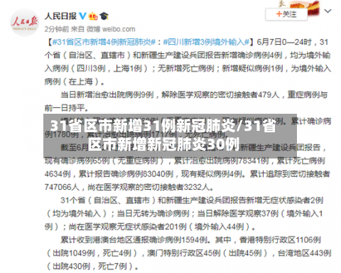 31省区市新增31例新冠肺炎/31省区市新增新冠肺炎30例