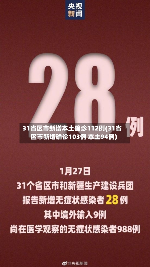 31省区市新增本土确诊112例(31省区市新增确诊103例 本土94例)