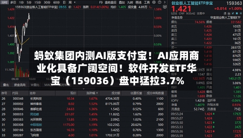蚂蚁集团内测AI版支付宝！AI应用商业化具备广阔空间！软件开发ETF华宝（159036）盘中猛拉3.7%
