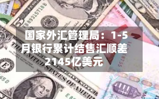 国家外汇管理局：1-5月银行累计结售汇顺差2145亿美元-第2张图片