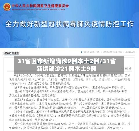 31省区市新增确诊9例本土2例/31省新增确诊21例本土9例