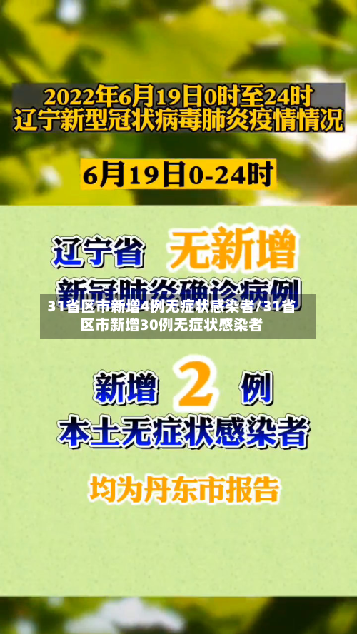 31省区市新增4例无症状感染者/31省区市新增30例无症状感染者