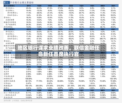 地区银行谋求业绩改善，联信金融任命新任首席执行官