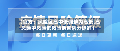 【官方：风险区高中低调整为高低,高风险中风险低风险地区划分标准】