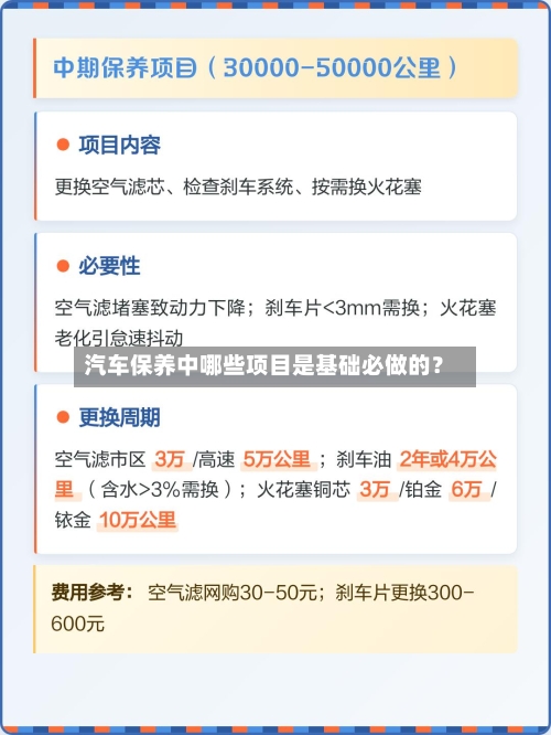 汽车保养中哪些项目是基础必做的？