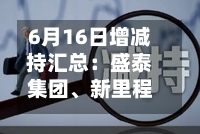 6月16日增减持汇总：盛泰集团、新里程披露增持情况，播恩集团等4股拟减持（表）