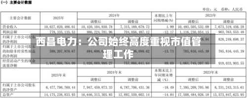 西昌电力：公司始终高度重视市值管理工作