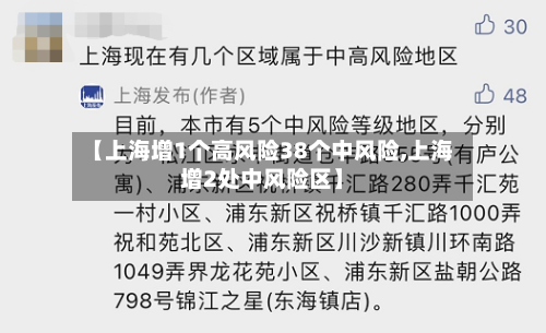 【上海增1个高风险38个中风险,上海增2处中风险区】