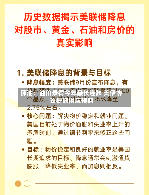 原油：油价录得今年最长连跌 美伊协议提振供应预期