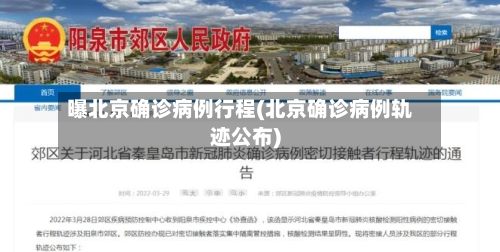 曝北京确诊病例行程(北京确诊病例轨迹公布)